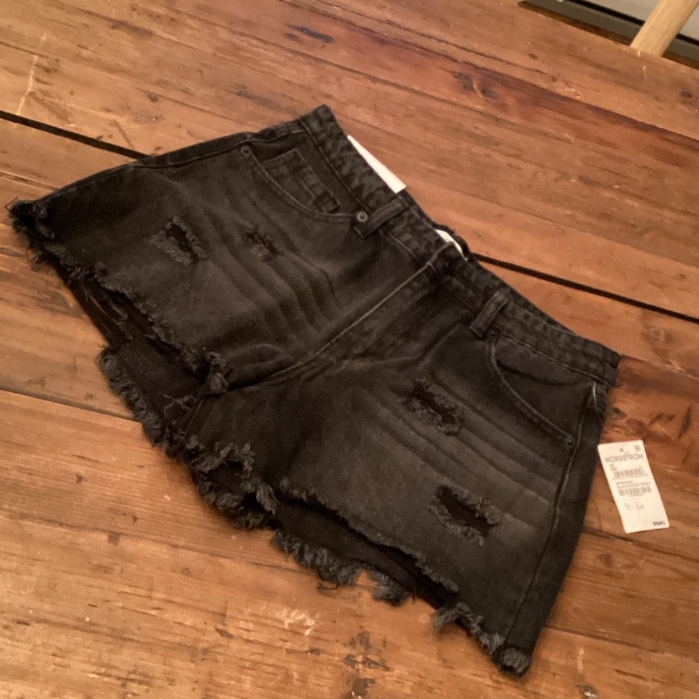 Nordstrom Black Ripped Jean Shorts